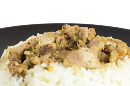 Fried pork with garlic food in thailandの写真素材