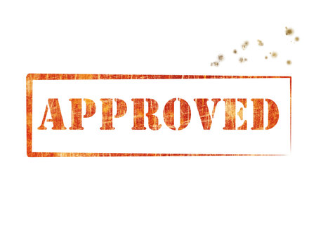 background image of the approved on the white backgroundの写真素材