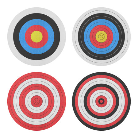the paper cut of target icon for gun shooting sport and military on white の写真素材