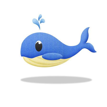 the cartoon blue whale is animal in underwater to seaの写真素材