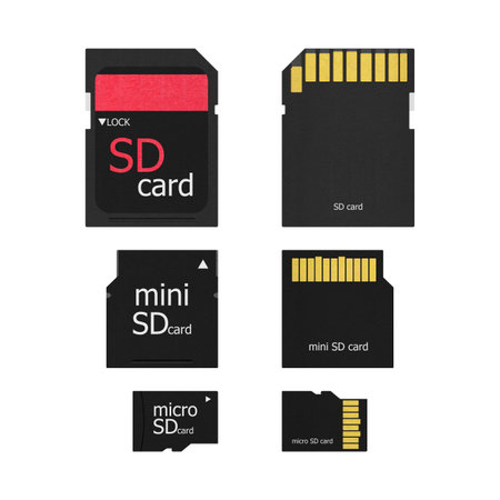 SD Card, Mini SD Card, Micro SD Card for Storage Data in Mobile and Computerの写真素材