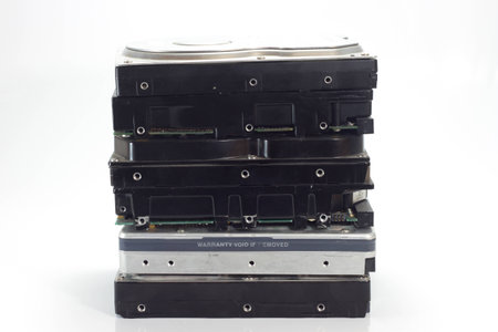 Hard Disk Drives on white backgroundの写真素材