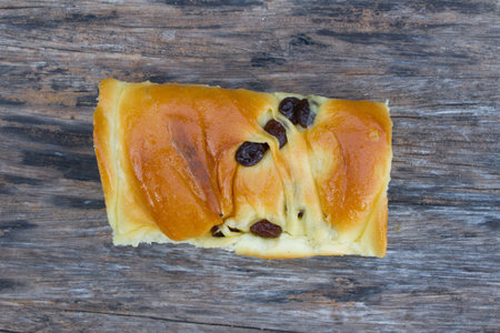 The Bread stuffed raisin on tableの写真素材