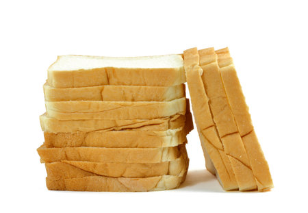Sliced bread on white background