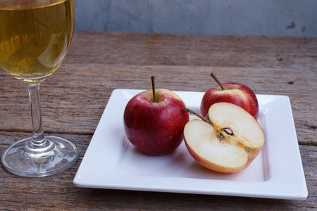 the apple and vine on wood table