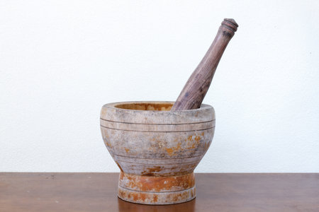 still life photography concept by Mortar with pestle.