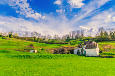Landscape of an old, abandoned house in the field. Germanyの写真素材