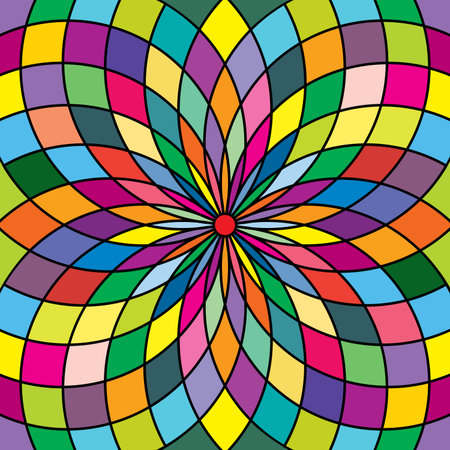 Seamless background pattern in stained glass style; floral motifのイラスト素材