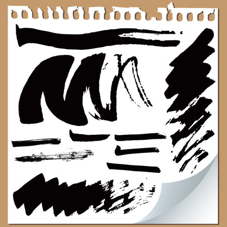 Brush strokes set on paperのイラスト素材