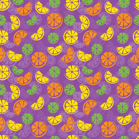 Seamless colorful pattern of lime, lemon and orange slicesのイラスト素材