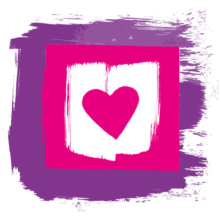 Hand drawn frame with heart, ink painted and vectorizedのイラスト素材