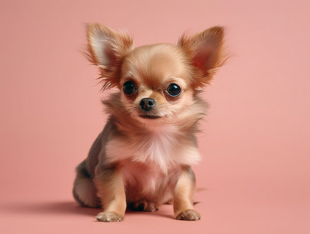portrait photo of a puppy, isolated on a pastel color backgroundの素材