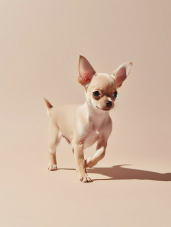 portrait photo of a puppy, isolated on a pastel color backgroundの素材