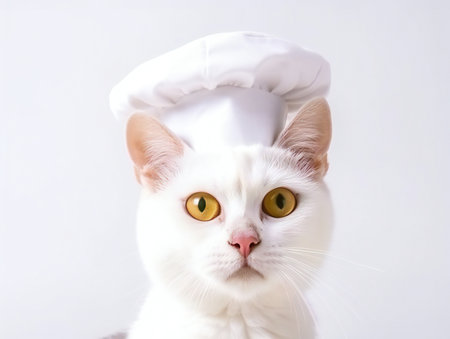kitten cat as cheft in white backgroundの素材