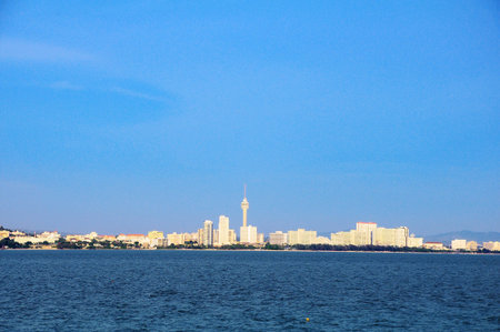 Resort on the beach at Pattaya beach, Thailandの写真素材