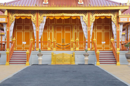 Front of the royal cremation ceremony at Sa Nam Luang, Bangkok, Thailandの写真素材