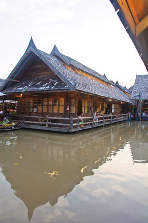 station of See Pak floating market, Cholburi, Thailandの写真素材