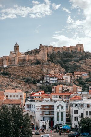 Tbilisi, Georgia - August 5, 2018: Narikala ancient fortress overlooking Tbilisi.
