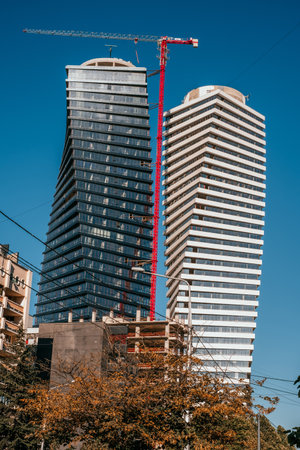 Tbilisi, Georgia - August 6, 2018: Facade of a modern buiding in Tbilisi, Georgia.