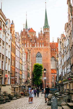 Gdansk, Poland - July 2, 2019: Beautiful streets and medieval architecture of Gdansk old town.のeditorial素材