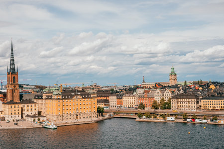 Stockholm, Sweden - June 29, 2019: cityscape of the old town of Stockholm also known as Gamla Stan.のeditorial素材