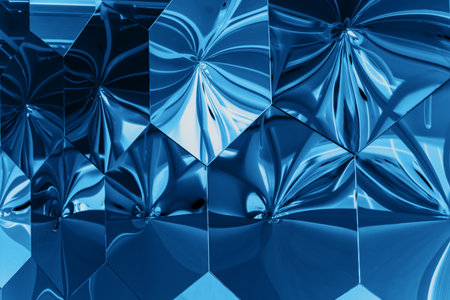 Blue abstract background with liquid reflectios in metal. Color of the year concept.の写真素材
