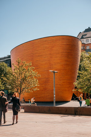 Helsinki, Finland - June 30, 2019: The Kamppi Chapel, also known as the Chapel of Silence, is a chapel in Kamppi, Helsinki.のeditorial素材