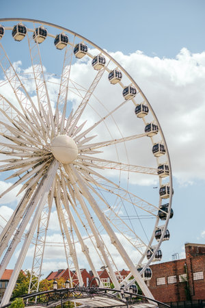 Gdansk, Poland - July 2, 2019: Amber Sky Ferris wheel in Gdansk.のeditorial素材