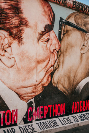 Berlin, Germany - September 5, 2019: East Side Gallery with the remnant of the Berlin Wall.のeditorial素材