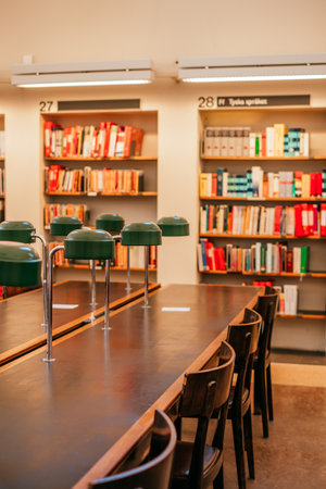 Interior of reading room in Stockholm Public Library.の写真素材