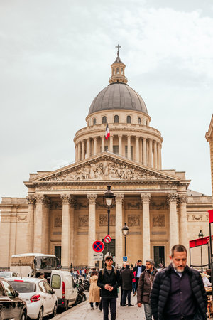 Paris, France - April 8, 2019: The Pantheon building in the Latin Quarter in Paris.のeditorial素材