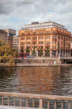 Historic buildings on beautiful wide streets of Stockholmのeditorial素材