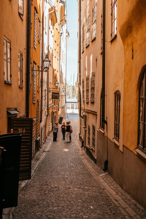Old streets of Stockholm with historical architectureのeditorial素材