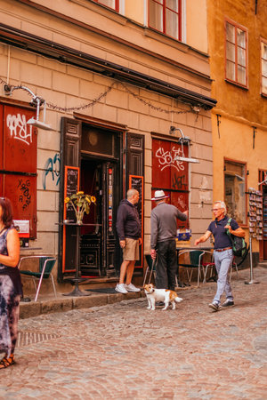 Old streets of Stockholm with historical architectureのeditorial素材