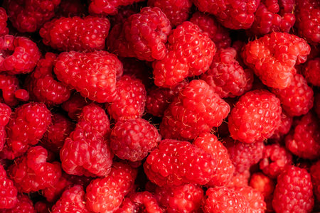 Close up texture background of raspberry berries.