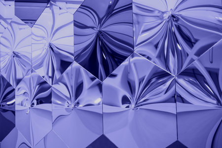 Abstract background with liquid reflections in metal.の写真素材