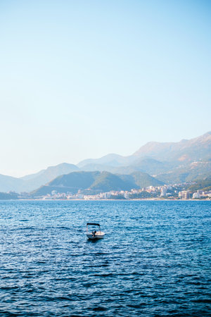 Amazing clear water of the Adriatic Sea in Montenegro.の写真素材