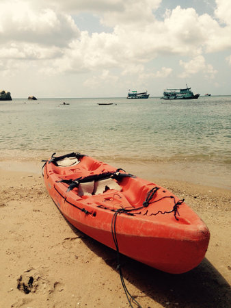 Kayak is on the beach.の素材