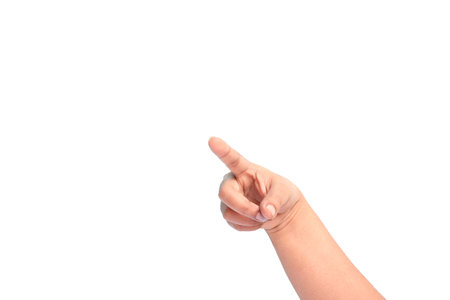 Finger pointing at somethingの写真素材