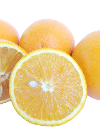 Close up orange slice on white backgroundの写真素材