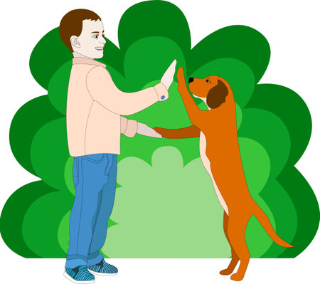 Dog and boy friendship for the agesのイラスト素材
