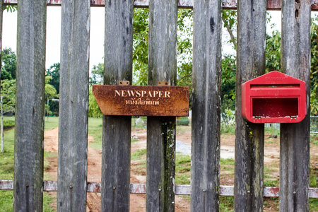Postbox, Mailbox is mounted on the wood doorの写真素材