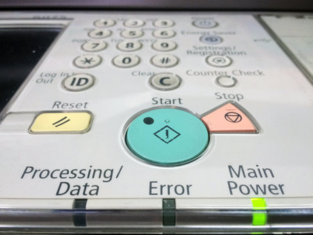 Close-up Photocopier's keypad / Start button / Copying machine's keypad / Mobile photographyの写真素材