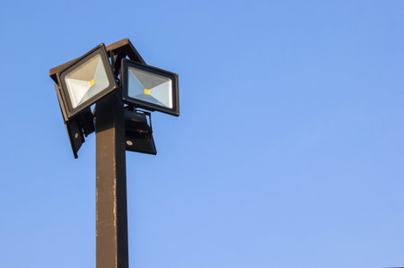 Spotlight, Lap post on blue sky background with copy space