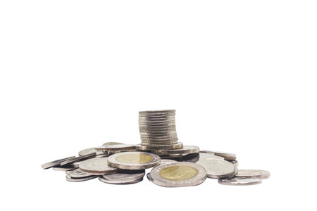 Group of Coin isolated on white. Use for making business and finance concepts. Clipping path
