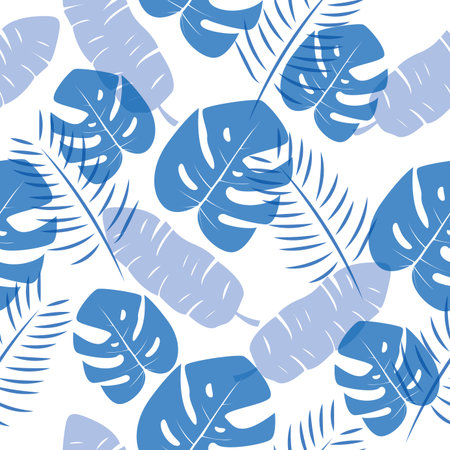 Tropical leafs seamless pattern for textile design.のイラスト素材