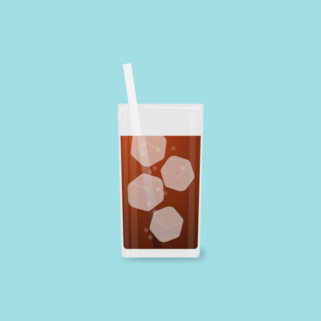 Vector illustration Fresh cool  in glass on blue background.のイラスト素材