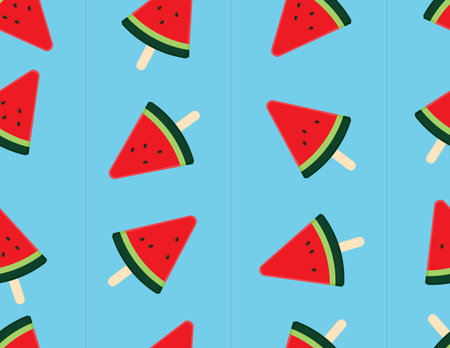 Slice watermelon seamless background. Vector illustration watermelon ice cream. design for fabric, card, poster, wallpaper and invitation card. Seasonal summer holiday background.のイラスト素材