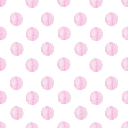 Pink Polka dot Watercolor seamless pattern on white background.の写真素材