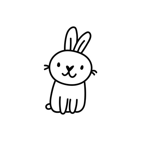 Hand drawn cute doodle easter bunny characterのイラスト素材